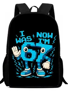 Creative I Was Now I'm Theme Backpack, Unisex Large Capacity Casual Commute Laptop Bag, Stylish and Functional Schoolbag SIX SEVEN 67