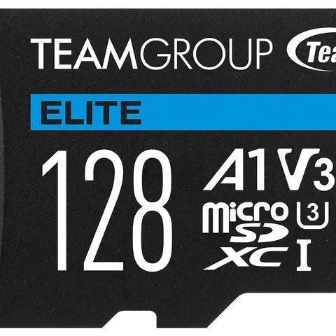 Team Group 128GB Elite microSDXC UHS-I U3, V30, A1, 4K UHD Micro SD Card with SD Adapter, Speed Up to 100MB/s (TEAUSDX128GIV30A103)