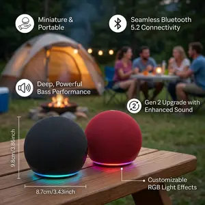 2026 Mother's Day Gift Small Bluetooth Alexa Smart Speaker with Deep Sound beach bedroom multifunctional full range  for anywhere Outdoor Wireless Bluetooth Generation Mini Rgb  Home Subwoofer Spherical