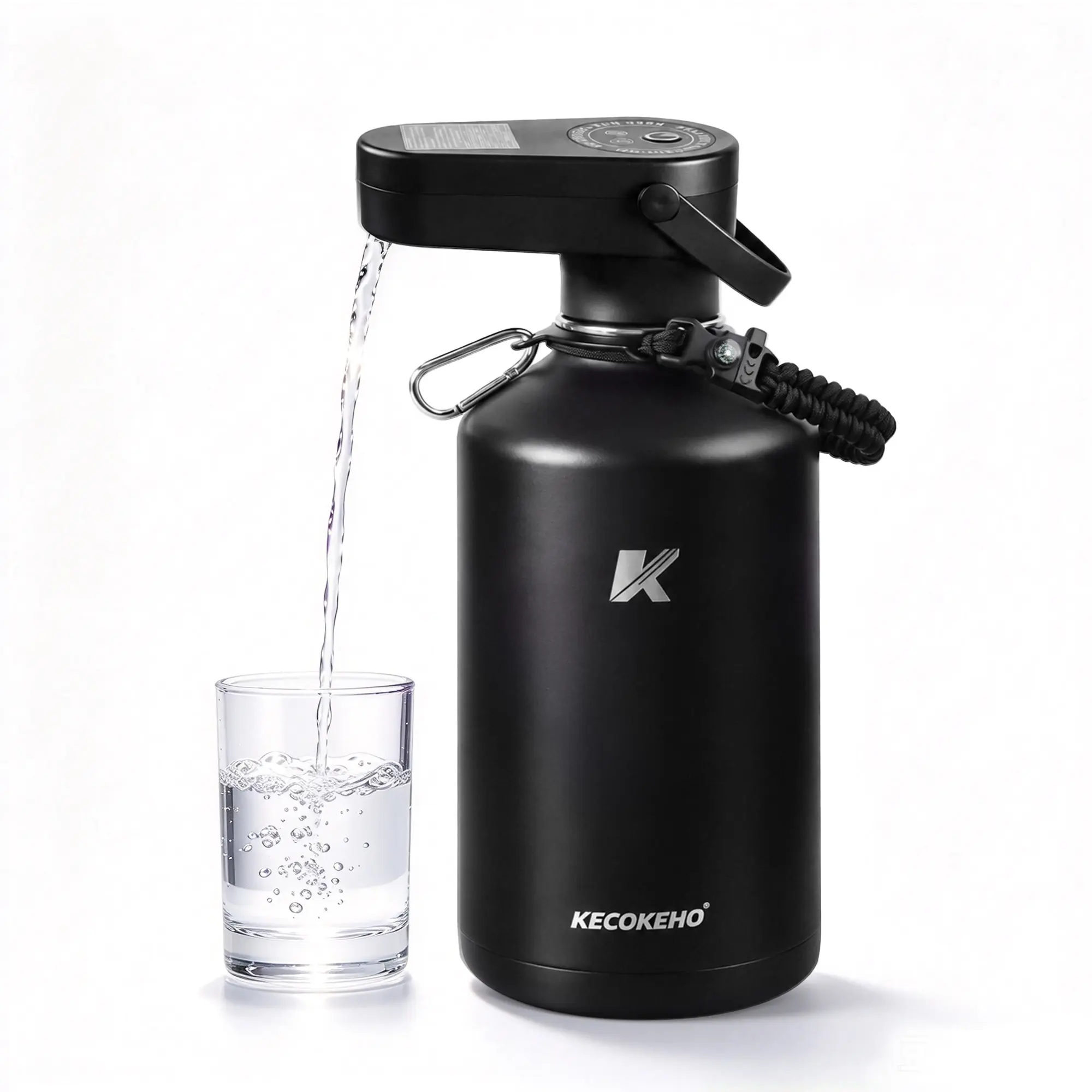 128oz Insulated Sports Water Jug with Electric Pump, USB-C Rechargeable Large Bottle. 1-Touch Pour for Sharing drinks at family parties, office coffee breaks, team workouts, hiking and camping with your friends