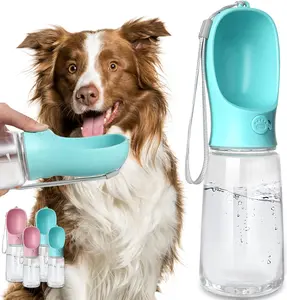 Portable Dog Water Bottle 19oz – Leak Proof Pet Water Dispenser with Drinking Bowl, Travel Water Bottle for Dogs, Outdoor Walking & Hiking