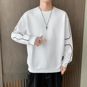 Men's Plus Size Loose Fit Fashion Printed Crew Neck Sports Shirt Trendy Men's Autumn Winter Basic Shirt Long Sleeve Knitwear Hoodie Pullover Suitable for Daily Activities and Sports
