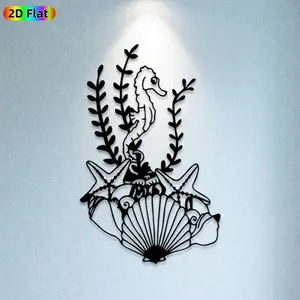 1pc Seahorse & Seashell Metal Wall Art, Oceanic Seahorse Statue Mural, Ideal Gift for Summer Vacation, Beach Party, Rust-Resistant Metal Wall Decor Wall Sculptures, Perfect for Outdoor Garden Wall & Patio Fence, Coastal Home Decor Enthusiasts