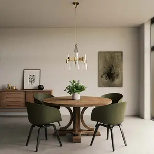 Modway Beacon 3-Light Pendant Light in Clear Satin Brass