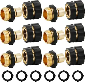 3/4" Garden Hose Connector,  Garden Hose Quick Connect Fittings, Male and Female Quick Release Garden Hose Connector