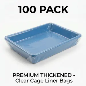 Vivi Pet 100 Pack Premium Thickened Clear Bird Cage Liner Bags, Heavy Duty Leak-Proof Disposable Pet Tray Liners, Easy Draw-Out Plastic Waste Bags for Parrot, Rabbit, Guinea Pig, Dog & Small Animal Cages