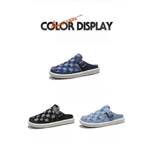 New Summer Breathable Closed-Toe Half-Slippers for Men, Non-Slip Slip-On Cloth Shoes for Outdoor Wear, Men's Large Size Shoes