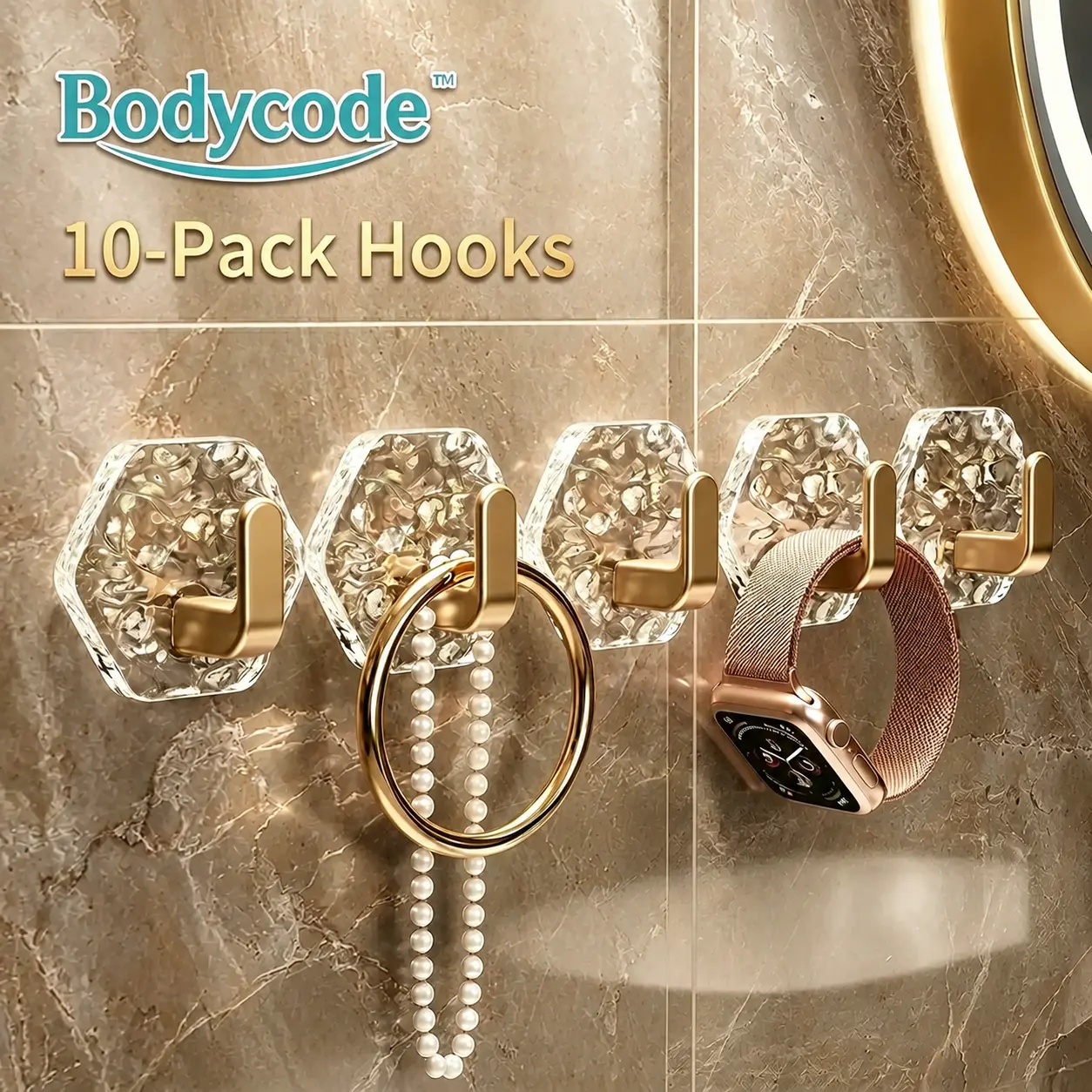 Self-Adhesive  10/20 Pack Hexagonal Ripple Design Heavy Duty Sticky  Waterproof Rustproof for Bathroom Kitchen Keys Towels Coats Household Storage Organiser Easy Installation convenient hook