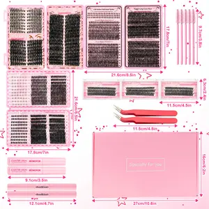 Lash Clusters Individual Eyelash Extension Kit – Wispy Fluffy Anime Doll Eye Natural Mixed Length | No Glue DIY Soft Curl Reusable False Lashes | Sakura Coquette Y2K Makeup Women Beginners Cosmetic