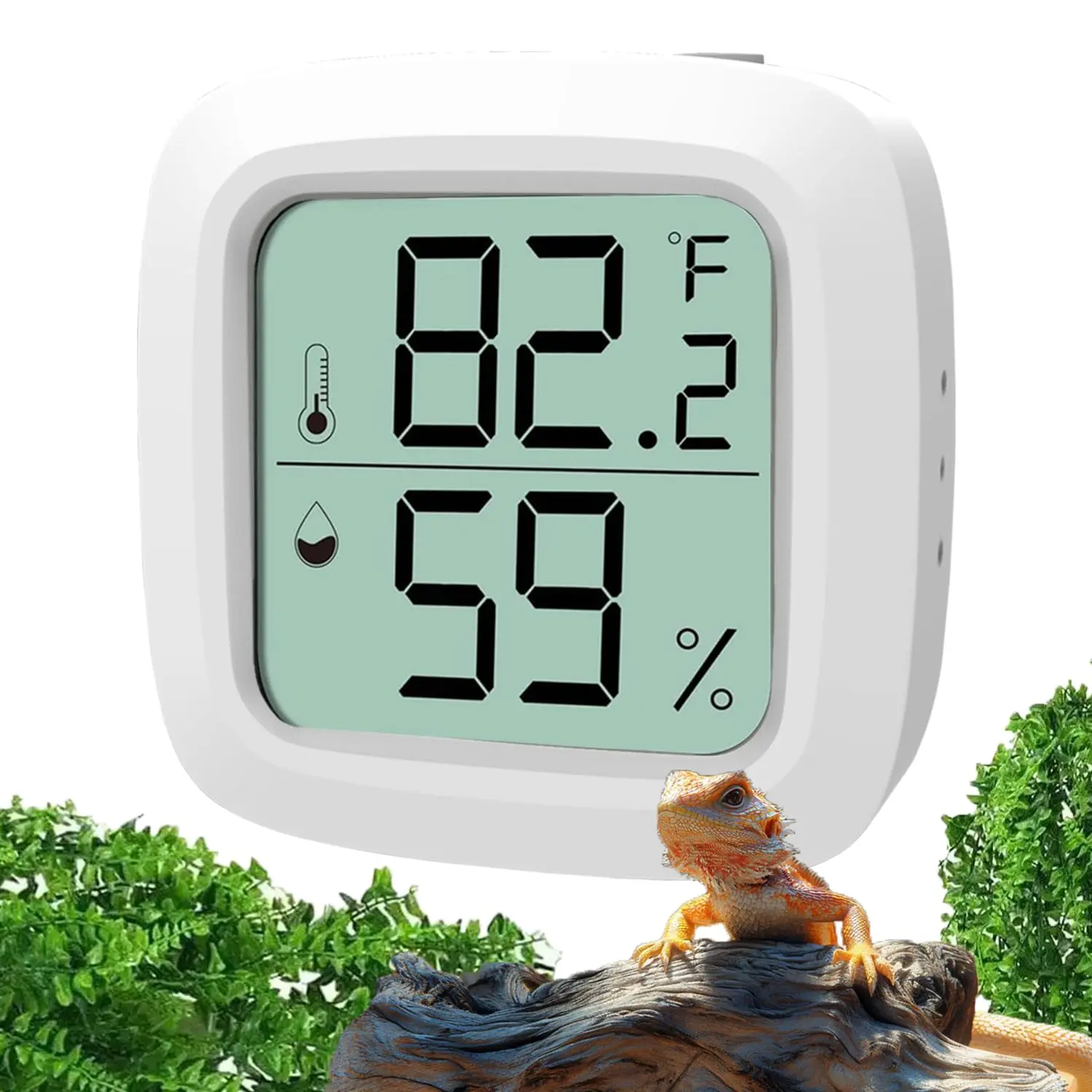 LCD Digital Reptile Thermometer-Hygrometer, Fast-Accurate Temp and Humidity Monitor, Terrarium Accessory for Bearded Dragons, Reptiles & Amphibians