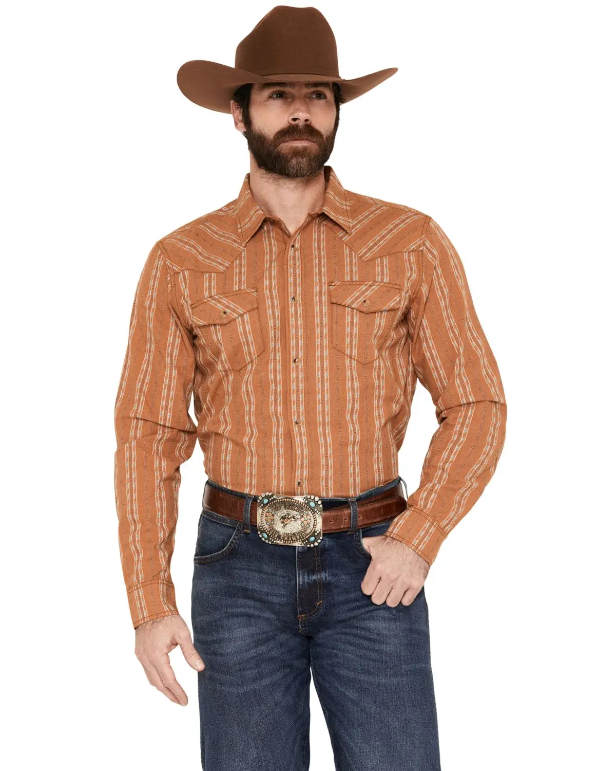 Gibson Trading Co Men's Men'S Rock Striped Print Long Sleeve Snap Western - Gmsu26w18-Rucop-B