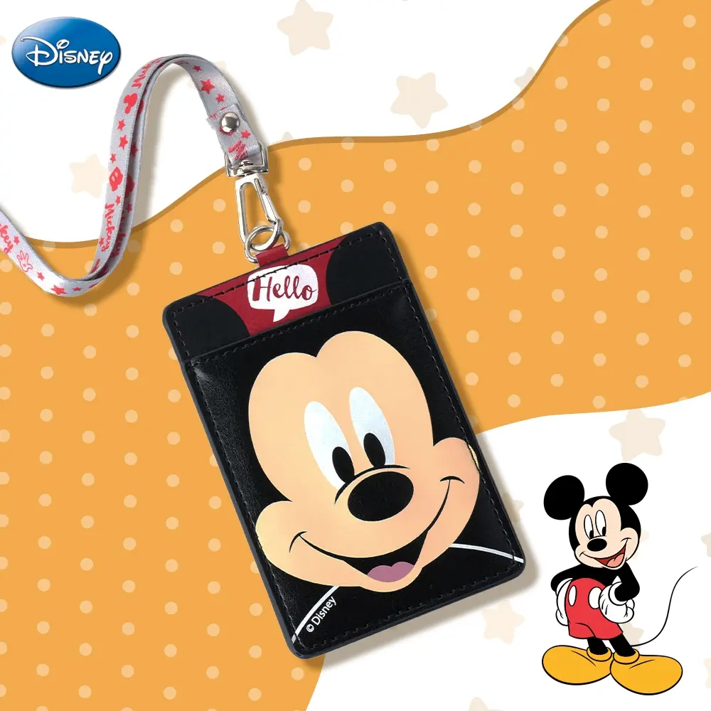 1PC Disney Officially Licensed Mickey Lanyard Bag Portable Travel Nice Little Classic Fashion Id Badge Holder With Lanyard ID Card Bus Card Protection Cover Card Collection Bag Halloween Christmas Thanksgiving Cute Gifts