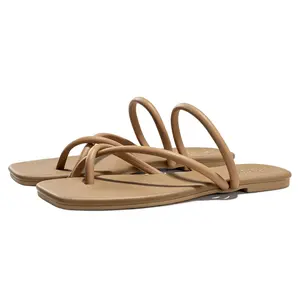 FITORY Women's Slide Sandals, Flat Flip Flops with Cross Strap Thongs for Summer
