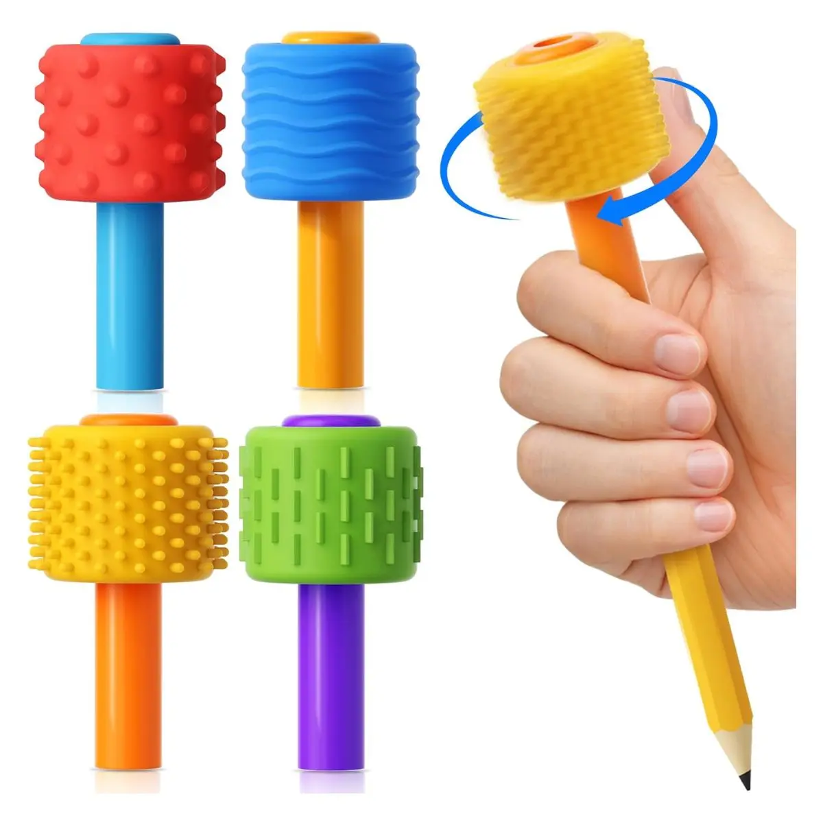 4-in-1 Pencil Fidget Spinner – Silent Sensory Pencil Topper for Focus & Stress Relief