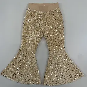 baby girl clothes party wear yellow sequin pant bell bottom pant toddler winter pant