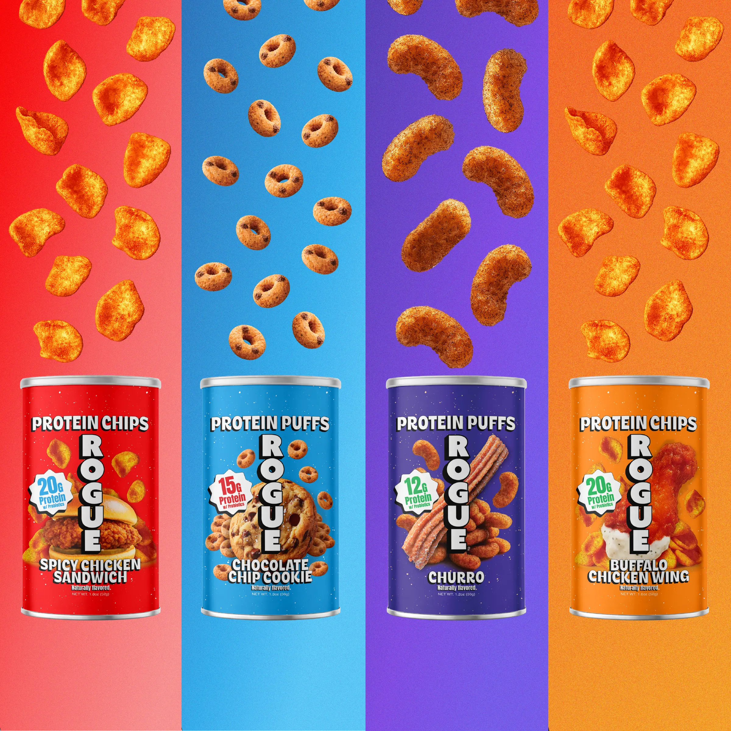 Rogue Protein Snacks | Variety Protein Chips (1-pk, 4-pk & 8-pk) | 20g Protein, Clean Ingredients, 1B+ Active Probiotics, Flavor Blasted Healthy Snack