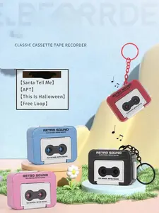 Vintage Tape Recorder Keychain, Mini Retro Cassette Player Pendant, PVC Audio Theme Key Ring, Music Box Style Novelty Hanging Ornament