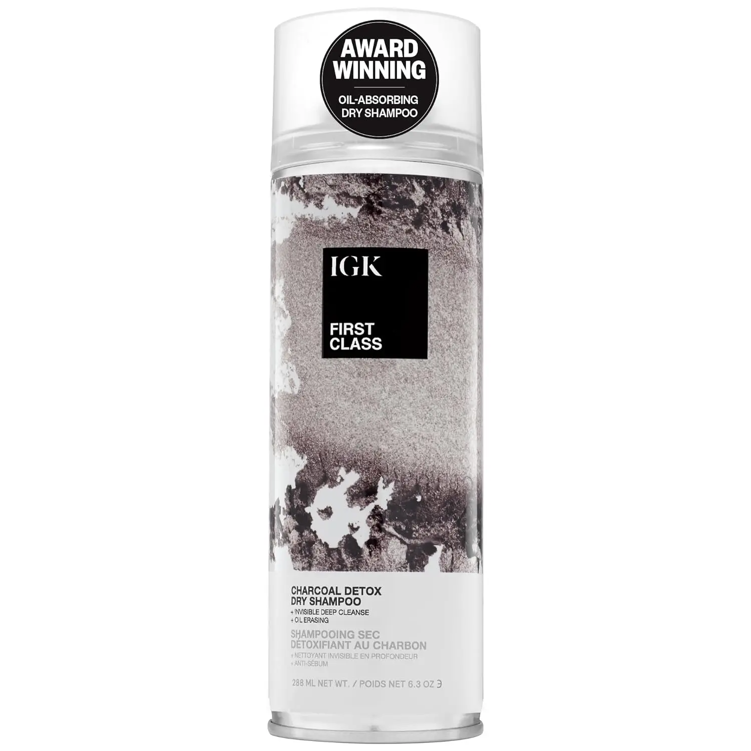 IGK FIRST CLASS Charcoal Detox Dry Shampoo | Volume + Soothes Scalp + Balance Oil | Vegan + Cruelty Free | Overnight Dry Shampoo | 288ml | 6.3 oz