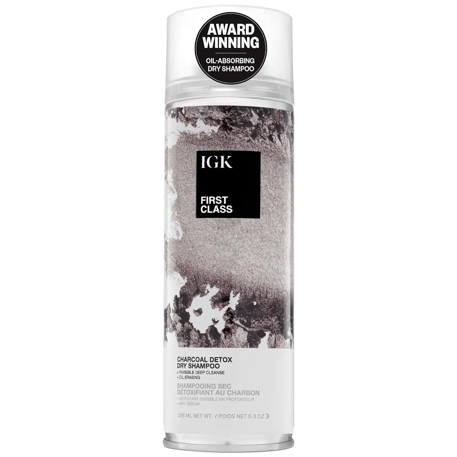 IGK FIRST CLASS Charcoal Detox Dry Shampoo | Volume + Soothes Scalp + Balance Oil | Vegan + Cruelty Free | Overnight Dry Shampoo | 288ml | 6.3 oz