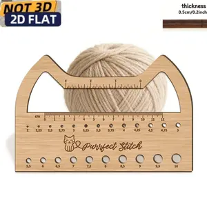 Multifunctional Wooden Knitting Needle Measuring Ruler, Portable Crochet Gauge Tool, Ideal for Crafting, Sewing, and Knitting