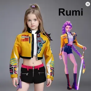 Cosplay Performance Costume Outfit K-POP Rumi Group Concert Halloween Clothes Earring Accessory Outfit Size 110-160