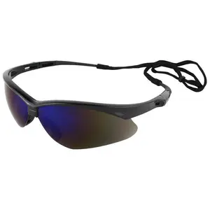 KleenGuard Nemesis Safety Glasses with Black Frame and Blue Mirror Lens