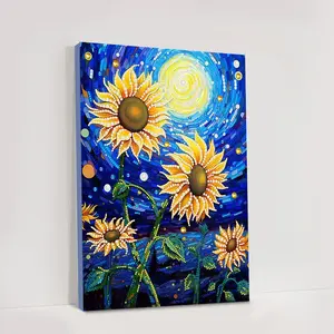 Romantic Starry Sky Sunflower Diamond Painting, DIY Handmade Craft Kit, Perfect Valentine's Day Gift, 30x40cm Unframed Artwork