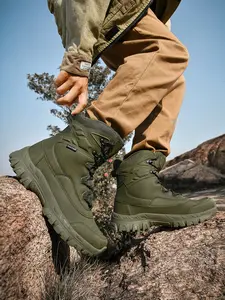 Men's Tactical Waterproof Combat Boots with Steel Core, Lightweight Hiking Shoes for Work and Outdoor Activities