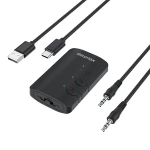 Blitzmax BM-LE505 Bluetooth Adapter Bluetooth Transmitter Receiver 2 in 1 Mini Wireless with 3.5Mm Audio Cable Dual Link Apt Adaptive Bluetooth Adapter for PC TV Car Gym