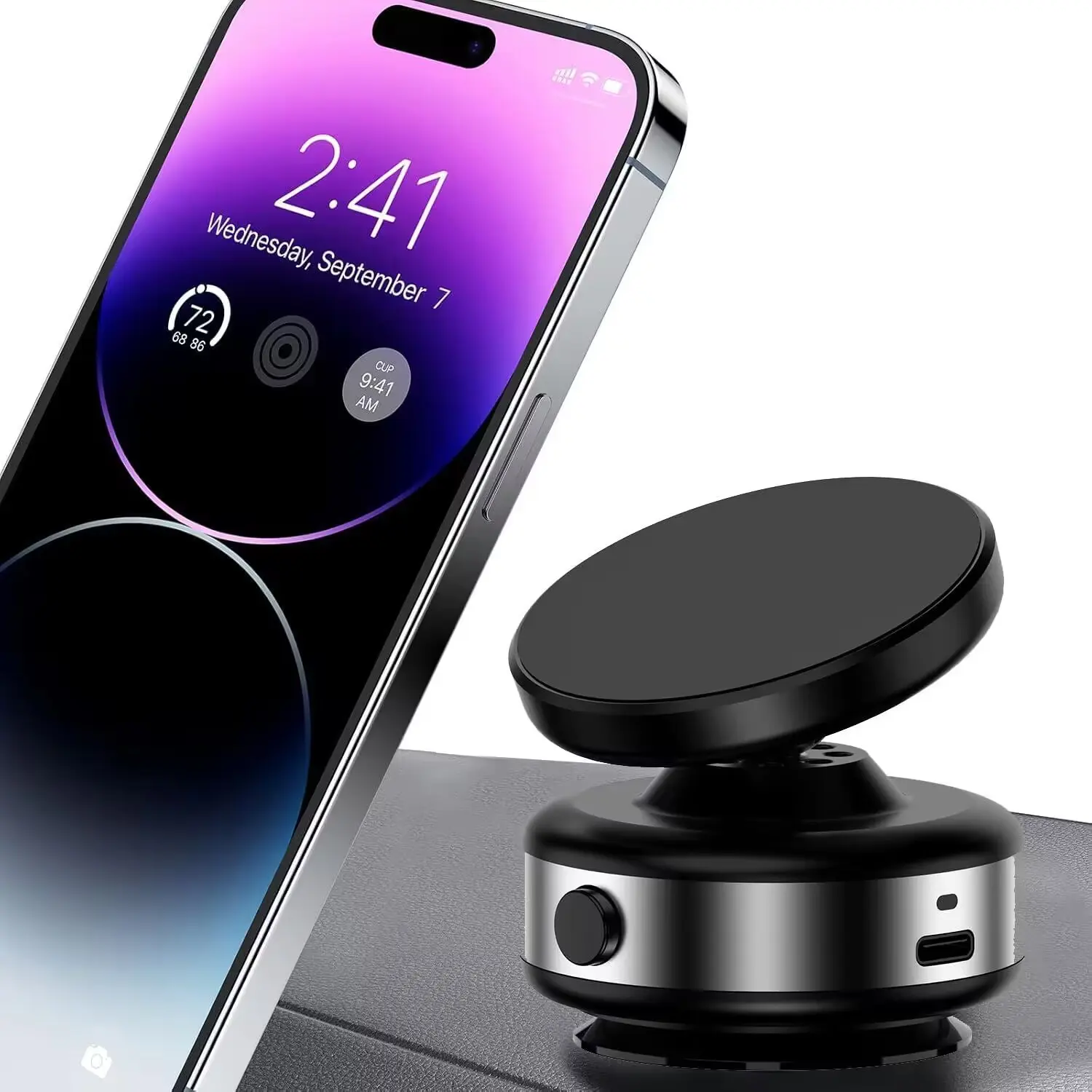 MagSafe Magnetic Cellphone Holder - Vacuum Metal Magnetic Smartphone Holder, 360° Adjustable Rotating Electric Stand, Compatible with iPhone 17/17 Pro Max/16/15, for Smooth Surfaces, Mobile Accessory
