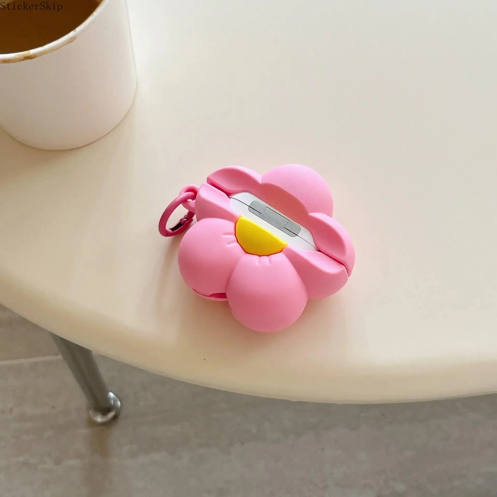 2026 Pink Floral AirPods Case - Portable Wireless Charging Compatible 3D Flower Silicone Cover, Shockproof Anti-Drop Protection for AirPods 1/2/3/4/Pro/Pro2, Stylish Girly Earbuds Accessory for Daily Carry & Gifting