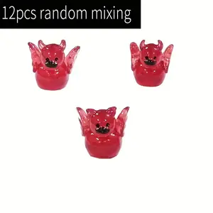 12pcs Glow-In-The-Dark Resin Devil Duck Figurines, Unicorn Series Decorations, Cute Mini Garden Accessories, Holiday Ornaments