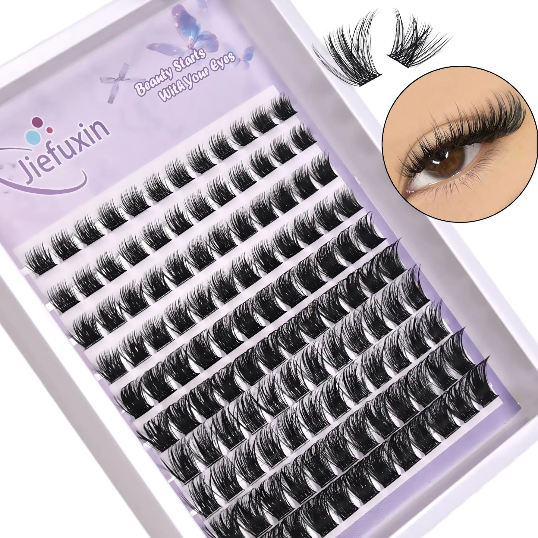 Lash Clusters 120pcs, DIY Lash Clusters, 8-16mm Wispy Individual Lashes, Natural Look D Curl, Fluffy Cluster Lashes, Eyelash Extensions, Volumized False Eyelashes, Eyelashes Set, Volume False Eyelashes, Eyelash Falsies