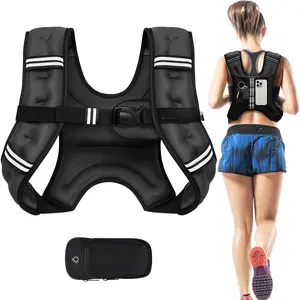 Weighted Vest, 5lb/8lb/10lb/12lb/15lb/20lb/25lb/30lb Weight Vest for Walking & Weight Loss, Reflective Rucking Vest with Phone Pouch for Women & Men, Home Gym & Outdoor Training
