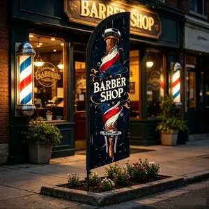 6.5 Ft Feather Flag for Barbershop, Polyester Waterproof Banner, Durable Wind-Resistant Outdoor Sign, Ideal for Salon Events