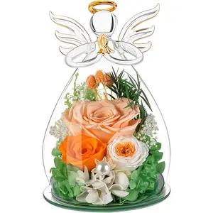 Gifts for Mom Mothers Day Birthday Gifts for Wome, Forever Preserved Rose in Glass Angel Figurines   for Delivery, Anniversary Real Rose for Grandma Nana Wife Mum from Daughter