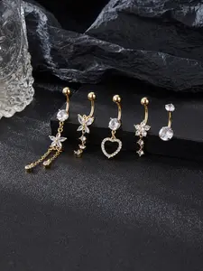 Women's Elegant Rhinestone Decorated Belly Rings, Belly Button Jewelry, Fashion Jewelry for Party, Daily Clothing Decor, Trendy All-match & Exquisite Jewelry for Birthday Gift, Navel Piercing Jewelry