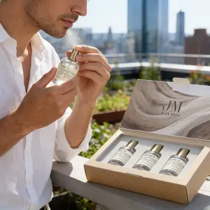 Urban Vacation Men's Perfume Set, Long-Lasting Minimalistic Woody Scent, Modern Elite Fragrance, Three-Piece Gift Set