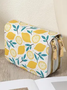 Women's Fashionable Lemon Pattern Zipper Short Wallet, Casual Versatile Card Bag, Trendy All-match Clutch Purse for Daily Use