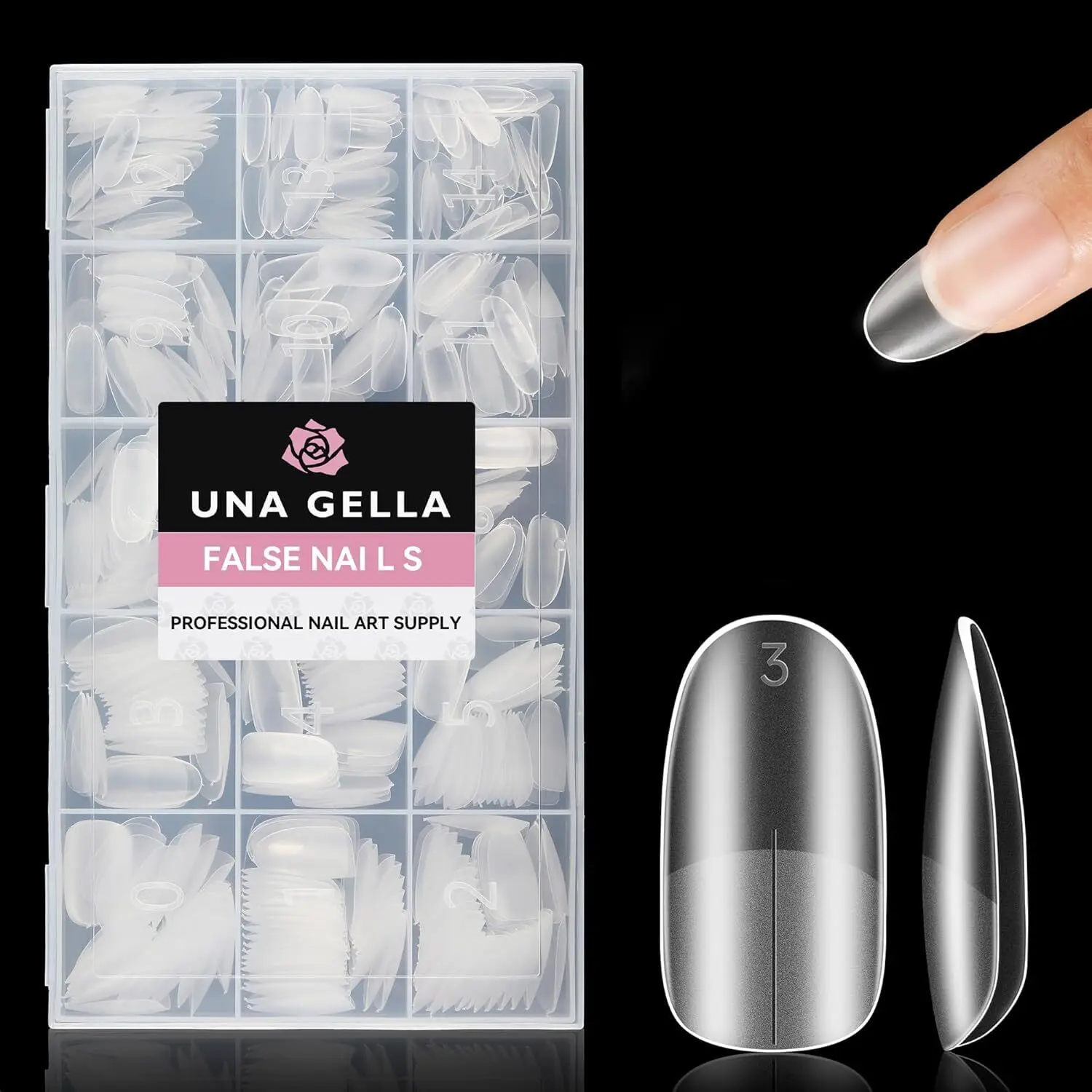 UNA GELLA Medium Oval Fake Nails Tips, 504Pcs No C Curve Oval Nail Tips Pre-Shaped No Filed Inner & Surface Full Matte Round Gel Nail Tips for Nail Extension Art DIY Salon 15 Sizes
