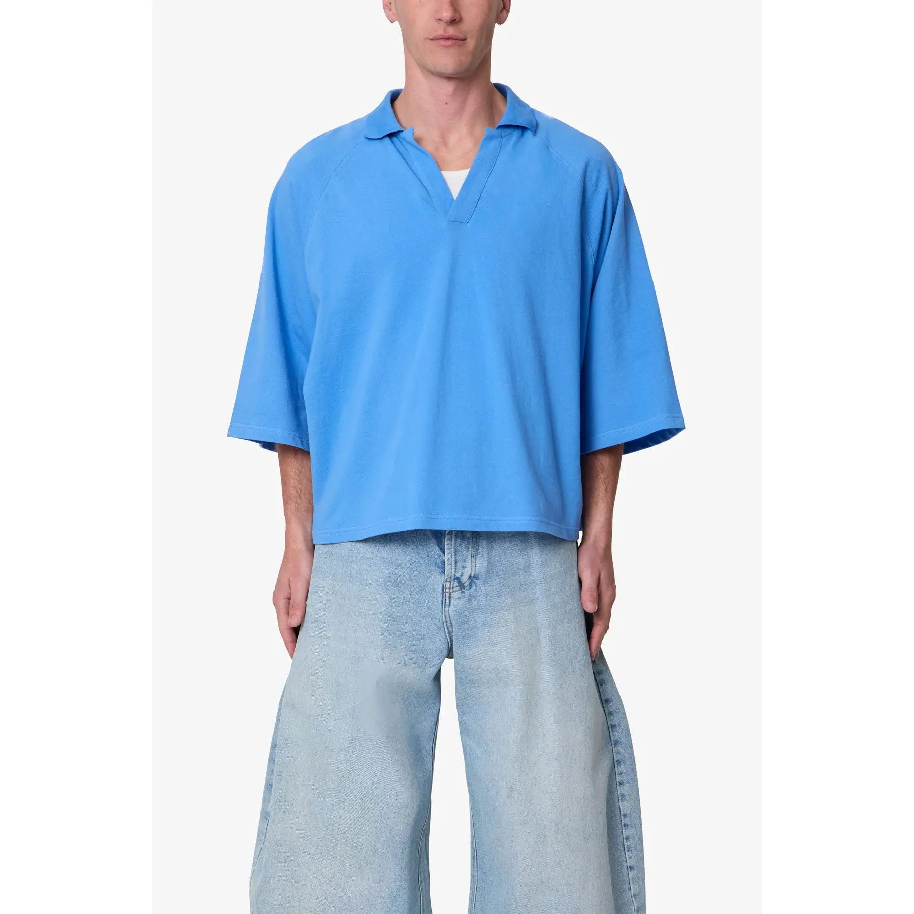 mnml Wide Polo S/S Shirt - Light Blue mnml Wide Polo S/S Shirt - Light Blue