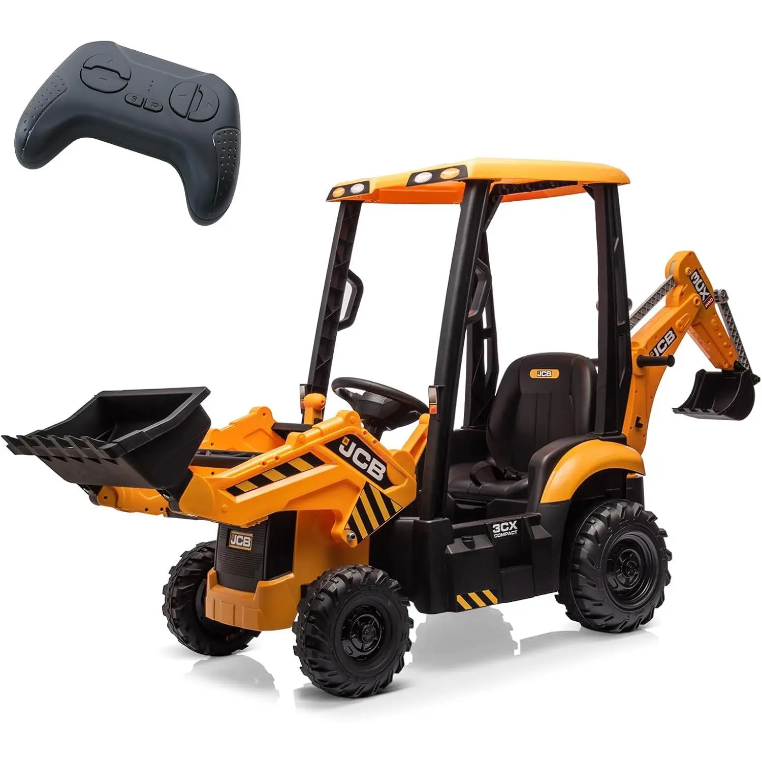 4-in-1 Kids Ride-on Excavator & Bulldozer, 12V Electric Construction Vehicle with Remote Control, Front Loader