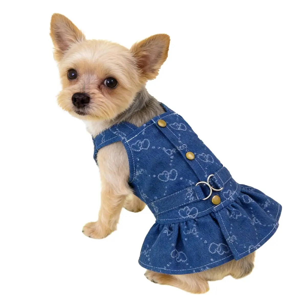 Small Dogs Clothes Designer Luxury Puppy Summer Clothes Girls Cat Dresses,Love Jeans Harness Vest Denim Dress One Piece S-XXL