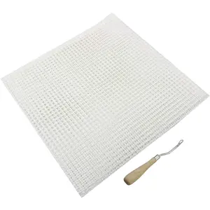 NX Garden 50x100cm Blank Rug Hooking Mesh and Bent Latch Crochet Hook with Wood Handle DIY Kit Tool for Tapestry Carpet Rug Making Embroidery Crafts Decor