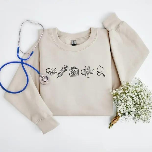 Nurse Sweatshirt, Nurse Stuffs Sweatshirt, Registered Nurse Gift, World Health Day Gift Sweater, Funny Nurse Sweatshirt, Healthcare Worker Gift