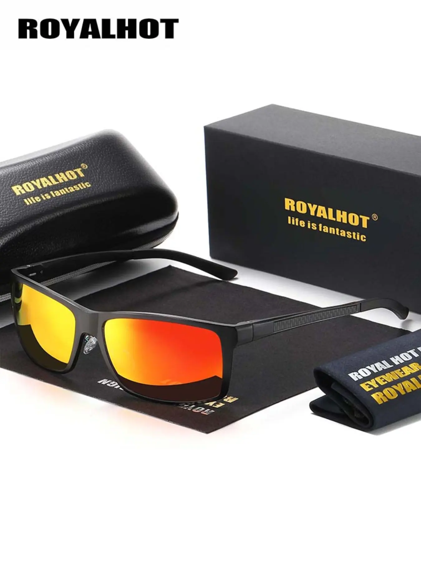 1 Pair Royalhot Unisex Square Full Frame Sunglasses, Bold Color Clashes, Uv400