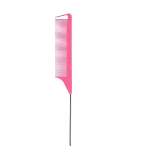 1pc Random Color Hair Comb, Partition Dyeing Tail Steel Needle Brush, Professional Hair Styling Tool, Single Item Pack