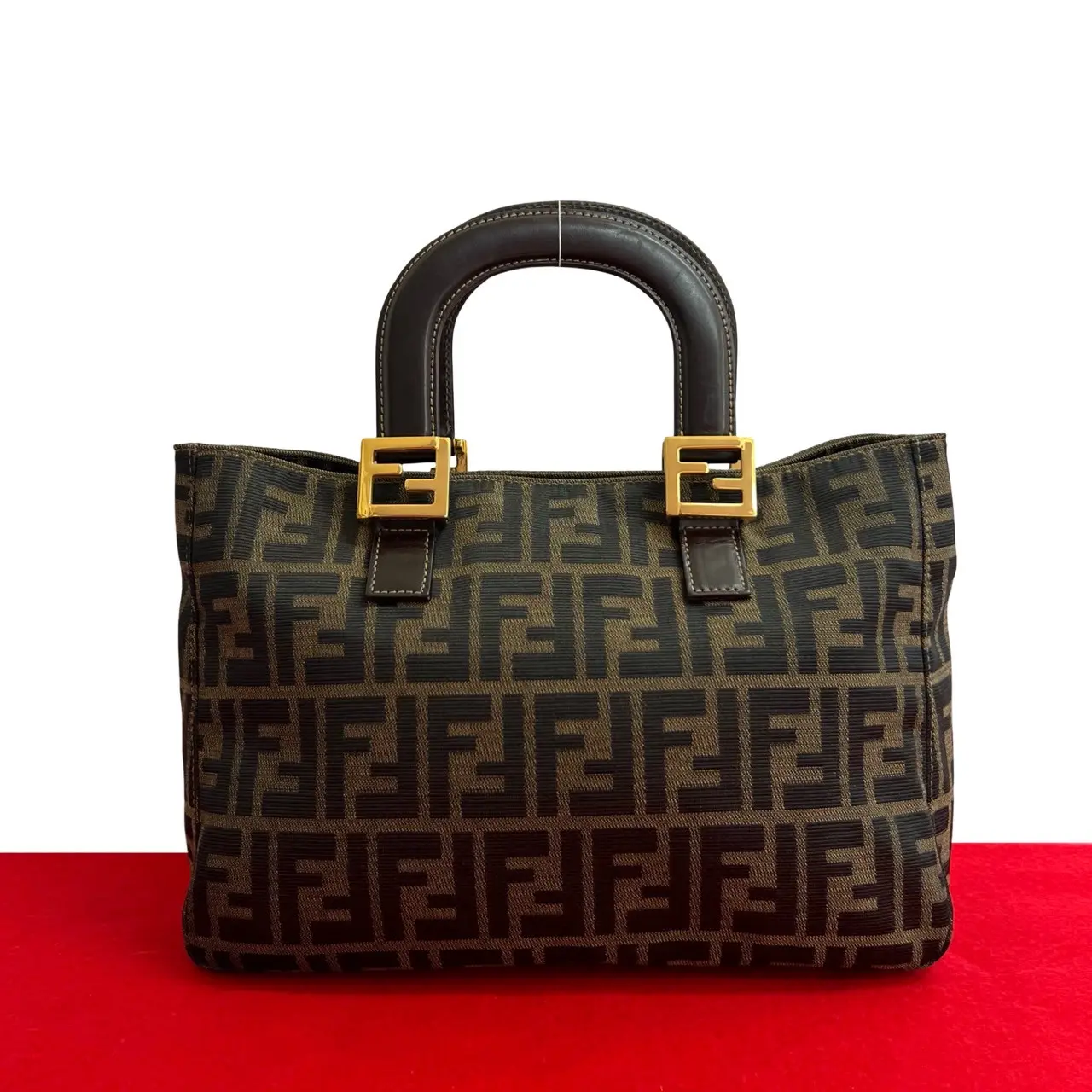 Pre-owned FENDI Canvas Shoulder Bags Zucca Leather Handbag