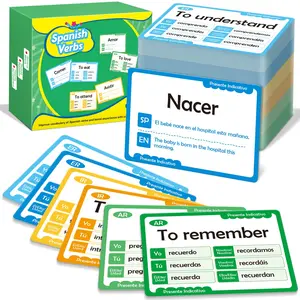 280 Spanish Vocabulary Flashcards,Learn Spanish for Adults and Kids Beginners,quilinz,Spanish Verbs Conjugation&Phrases&Sight Words for Everyday Conversation,Bilingual Language Learning Flash Cards