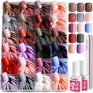 576Pcs Short Square Press On Nails Kit with Matte, Glossy, Glitter, and French Designs